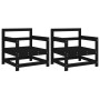 Sillones de jardín 2 unidades madera maciza pino negro de , Sofás modulares de exterior - Ref: Foro24-825496, Precio: 122,55 ...