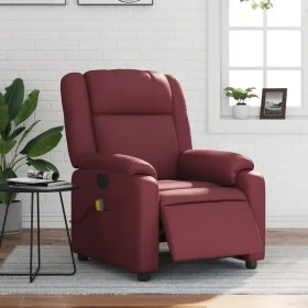 Sillón masaje reclinable eléctrico cuero sintético rojo tinto de , Sillones - Ref: Foro24-3205147, Precio: 272,52 €, Descuent...