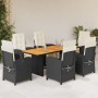 Set de comedor de jardín 7 pzas y cojines ratán sintético negro en Conjuntos de jardín | Comprar online en Foru.es