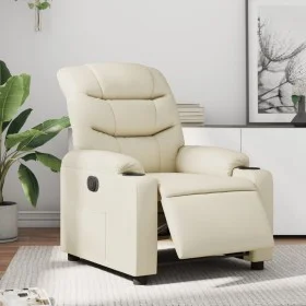 Sillón reclinable eléctrico de cuero sintético crema de , Sillones - Ref: Foro24-3206586, Precio: 275,86 €, Descuento: %