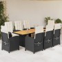 Set de comedor de jardín 9 pzas y cojines ratán sintético negro en Conjuntos de jardín | Comprar online en Foru.es