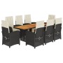 Set de comedor de jardín 9 pzas y cojines ratán sintético negro en Conjuntos de jardín | Comprar online en Foru.es