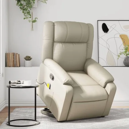 Sillón reclinable de masaje de pie cuero artificial color crema de , Sillones - Ref: Foro24-3205158, Precio: 365,82 €, Descue...