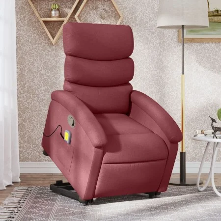 Sillón reclinable de masaje elevable tela rojo tinto de , Sillones - Ref: Foro24-3203993, Precio: 287,69 €, Descuento: %