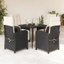 Set de muebles jardín 5 pzas con cojines ratán sintético negro en Conjuntos de jardín | Comprar online en Foru.es