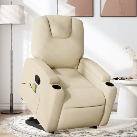 Silla de masaje reclinable de pie de tela color crema de , Sillones - Ref: Foro24-3204389, Precio: 324,11 €, Descuento: %