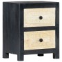 Mesita de noche tallada madera maciza de mango gris 40x30x50 cm de vidaXL, Mesitas de noche - Ref: Foro24-282722, Precio: 112...