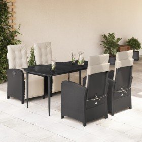 Set de muebles jardín 5 pzas con cojines ratán sintético negro en Conjuntos de jardín | Comprar online en Foru.es