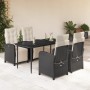 Set de muebles jardín 5 pzas con cojines ratán sintético negro en Conjuntos de jardín | Comprar online en Foru.es