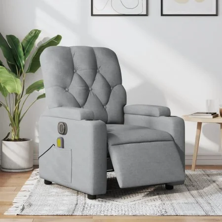 Sillón reclinable de masaje eléctrico tela gris claro de , Sillones - Ref: Foro24-3204698, Precio: 309,97 €, Descuento: %