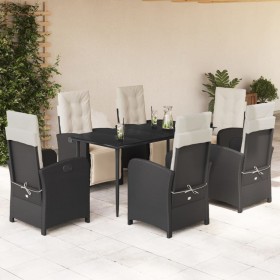 Set de comedor de jardín 7 pzas y cojines ratán sintético negro en Conjuntos de jardín | Comprar online en Foru.es