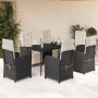 Set de comedor de jardín 7 pzas y cojines ratán sintético negro en Conjuntos de jardín | Comprar online en Foru.es