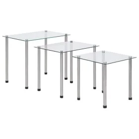 Mesas apilables 3 unidades vidrio templado transparente de vidaXL, Mesas auxiliares - Ref: Foro24-249528, Precio: 46,34 €, De...