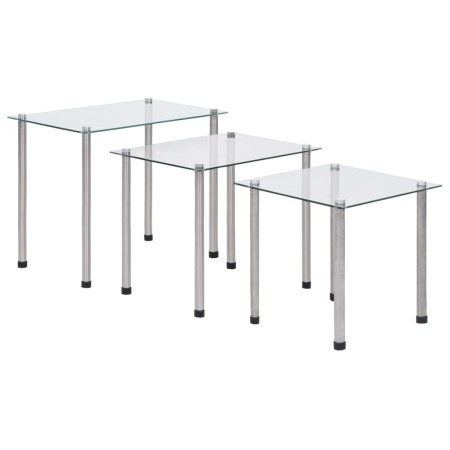 Mesas apilables 3 unidades vidrio templado transparente de vidaXL, Mesas auxiliares - Ref: Foro24-249528, Precio: 47,29 €, De...
