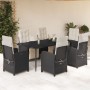 Set de comedor de jardín 7 pzas y cojines ratán sintético negro en Conjuntos de jardín | Comprar online en Foru.es