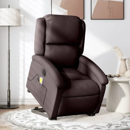 Sillón masaje eléctrico reclinable elevable tela marrón oscuro de , Sillones - Ref: Foro24-3204205, Precio: 341,61 €, Descuen...
