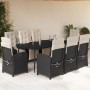 Set de comedor de jardín 9 pzas y cojines ratán sintético negro en Conjuntos de jardín | Comprar online en Foru.es
