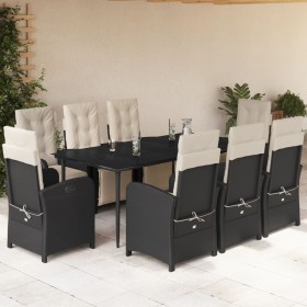 Set de comedor de jardín 9 pzas y cojines ratán sintético negro en Conjuntos de jardín | Comprar online en Foru.es