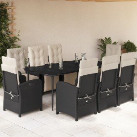 Set de comedor de jardín 9 pzas y cojines ratán sintético negro en Conjuntos de jardín | Comprar online en Foru.es
