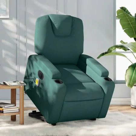 Sillón masaje eléctrico reclinable elevable tela verde oscuro de , Sillones - Ref: Foro24-3204410, Precio: 342,36 €, Descuent...