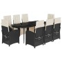 Set de comedor de jardín 9 pzas y cojines ratán sintético negro en Conjuntos de jardín | Comprar online en Foru.es