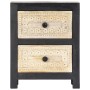 Mesita de noche tallada madera maciza de mango gris 40x30x50 cm de vidaXL, Mesitas de noche - Ref: Foro24-282722, Precio: 112...
