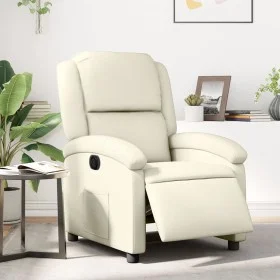 Sillón reclinable eléctrico de cuero sintético crema de , Sillones - Ref: Foro24-3204213, Precio: 250,45 €, Descuento: %