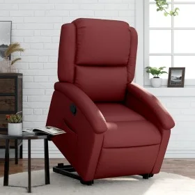 Sillón reclinable elevable cuero artificial rojo tinto de , Sillones - Ref: Foro24-3204230, Precio: 280,42 €, Descuento: %