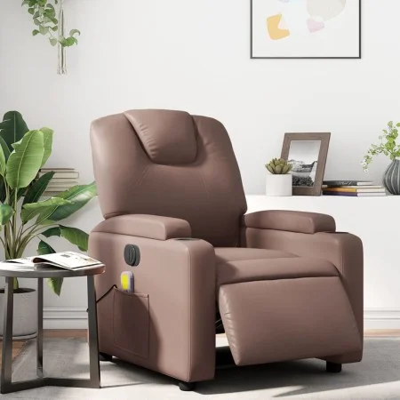 Sillón de masaje reclinable eléctrico cuero sintético marrón de , Sillones - Ref: Foro24-3204425, Precio: 316,66 €, Descuento: %