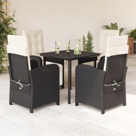 Set de muebles jardín 5 pzas con cojines ratán sintético negro en Conjuntos de jardín | Comprar online en Foru.es