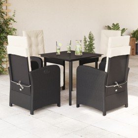 Set de muebles jardín 5 pzas con cojines ratán sintético negro en Conjuntos de jardín | Comprar online en Foru.es