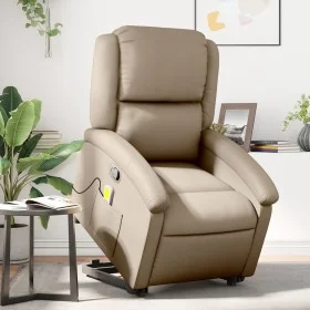 Sillón reclinable masaje pie cuero artificial color capuchino de , Sillones - Ref: Foro24-3204239, Precio: 297,03 €, Descuent...