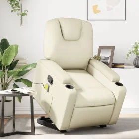 Sillón reclinable de masaje de pie cuero artificial color crema de , Sillones - Ref: Foro24-3204438, Precio: 317,08 €, Descue...