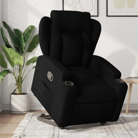Reclining and elevating armchair in black fabric by , Armchairs - Ref: Foro24-3204484, Price: 299,48 €, Discount: %