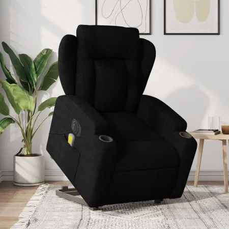Sillón de masaje eléctrico reclinable elevable tela negro de , Sillones - Ref: Foro24-3204520, Precio: 368,58 €, Descuento: %