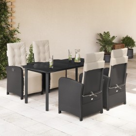 Set de muebles jardín 5 pzas con cojines ratán sintético negro en Conjuntos de jardín | Comprar online en Foru.es