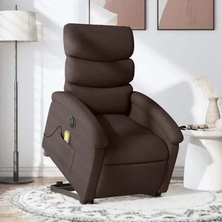 Sillón masaje eléctrico reclinable elevable tela marrón oscuro de , Sillones - Ref: Foro24-3204019, Precio: 371,25 €, Descuen...
