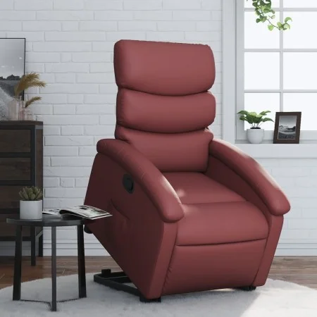 Sillón reclinable elevable cuero artificial rojo tinto de , Sillones - Ref: Foro24-3204044, Precio: 281,65 €, Descuento: %