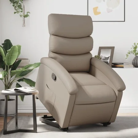 Sillón reclinable elevable cuero artificial color capuchino de , Sillones - Ref: Foro24-3204046, Precio: 279,59 €, Descuento: %