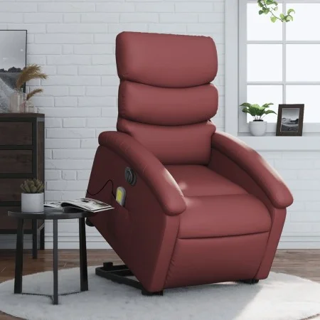 Sillón de masaje elevable eléctrico cuero artificial rojo tinto de , Sillones - Ref: Foro24-3204065, Precio: 330,38 €, Descue...