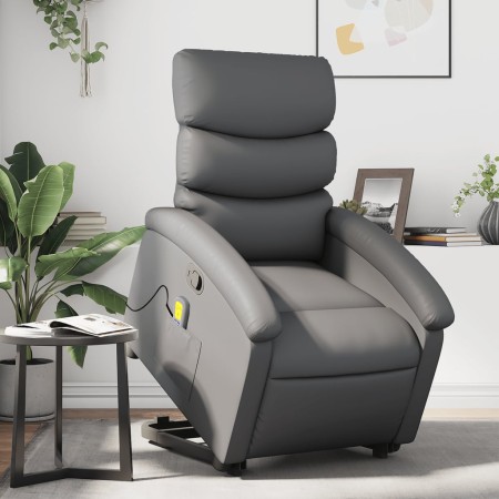 Sillón reclinable de masaje de pie cuero artificial gris de , Sillones - Ref: Foro24-3204050, Precio: 267,93 €, Descuento: %