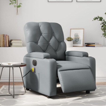 Sillón de masaje reclinable eléctrico cuero sintético gris de , Sillones - Ref: Foro24-3204768, Precio: 275,37 €, Descuento: %