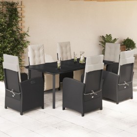 Set de comedor de jardín 7 pzas y cojines ratán sintético negro en Conjuntos de jardín | Comprar online en Foru.es