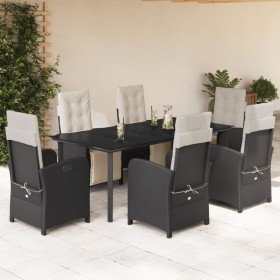 Set de comedor de jardín 7 pzas y cojines ratán sintético negro en Conjuntos de jardín | Comprar online en Foru.es
