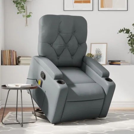 Sillón reclinable de masaje de pie cuero artificial gris de , Sillones - Ref: Foro24-3204782, Precio: 300,31 €, Descuento: %