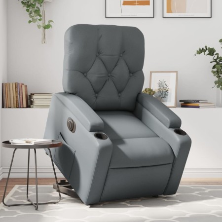 Sillón reclinable elevable eléctrico de cuero sintético gris de , Sillones - Ref: Foro24-3204789, Precio: 313,56 €, Descuento: %