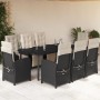 Set de comedor de jardín 9 pzas y cojines ratán sintético negro en Conjuntos de jardín | Comprar online en Foru.es