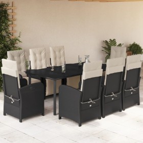 Set de comedor de jardín 9 pzas y cojines ratán sintético negro en Conjuntos de jardín | Comprar online en Foru.es