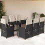 Set de comedor de jardín 9 pzas y cojines ratán sintético negro en Conjuntos de jardín | Comprar online en Foru.es