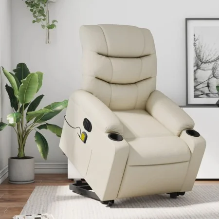 Sillón de masaje elevable eléctrico cuero sintético crema de , Sillones - Ref: Foro24-3206621, Precio: 388,31 €, Descuento: %